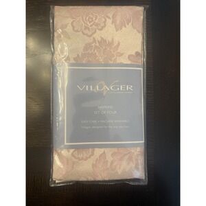 Vintage Liz Claiborne Villager Pink Floral Napkins Set 4 Damask 2001